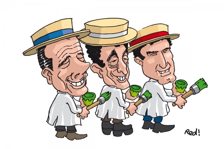 Jacques Chirac, Nicolas Sarkozy et Christian Jacob, tout trois présidents du parti de droite qui fut RPR puis UMP avant LR. © Red/Reporterre