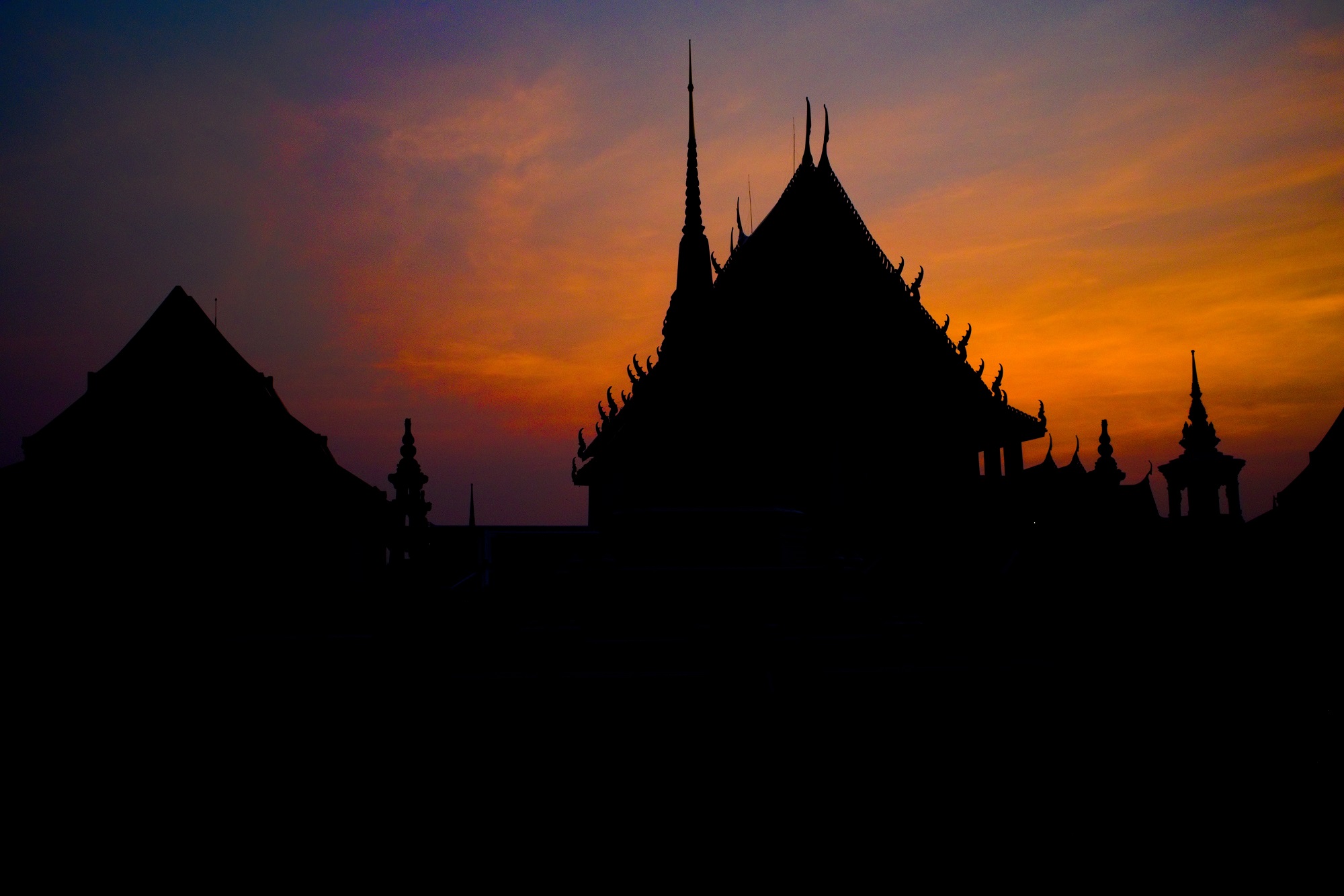 Crépuscule au Wat Kalayanamitr - Bangkok, quartier portugais, Thaïlande