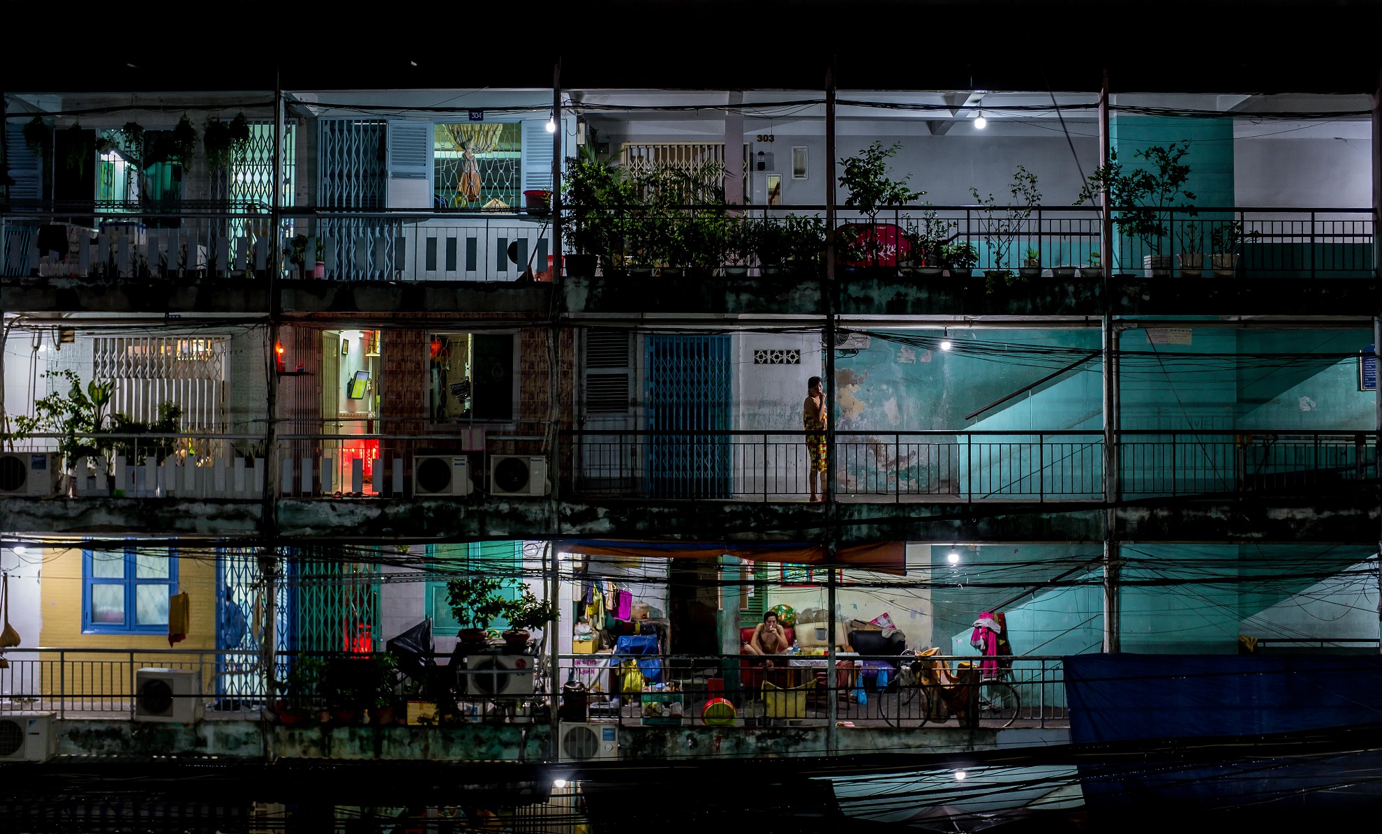 Tranche d'immeubles, Saigon la nuit